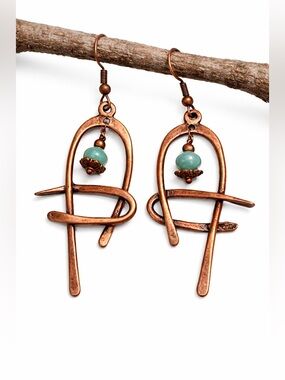 Copper Turquoise Earrings • Handmade Boho Dangle
